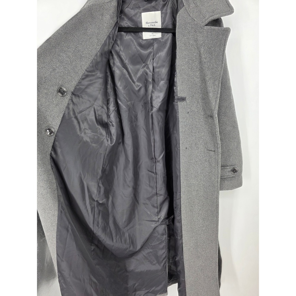 Abercrombie & Fitch Grey Wool Blend Double Breasted Belted Coat Tall Small ST - Picture 4 of 6